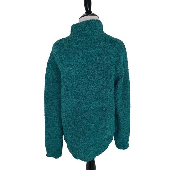 Natural Reflections Women's S Small 1/4 Zip Mock Neck Sweater Green Plush Soft - Picture 5 of 7